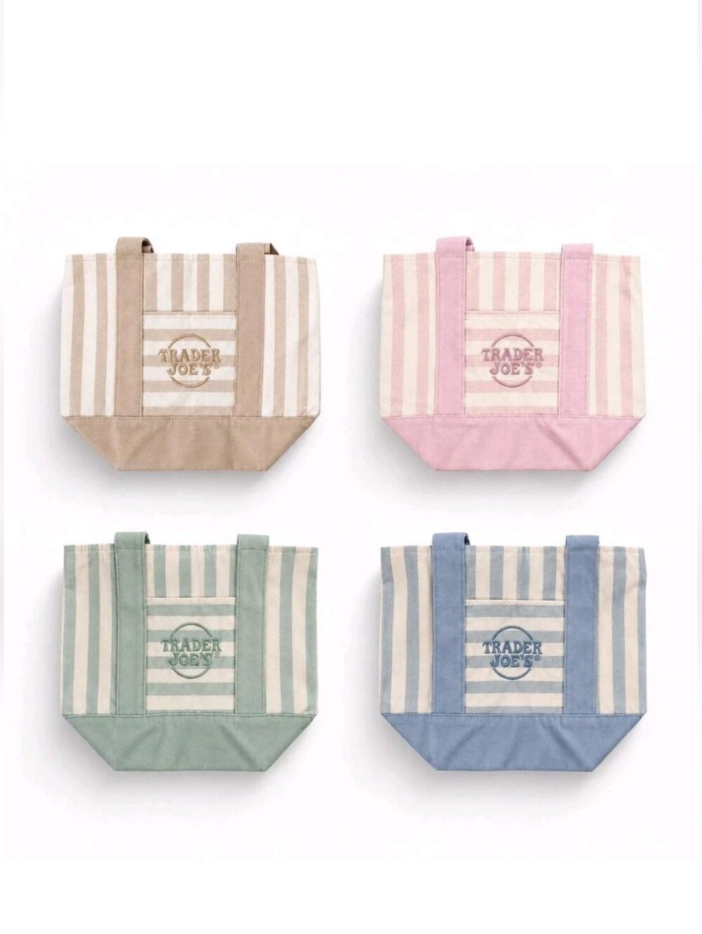 Trader Joe’s Mini Pastel Stripe Canvas Tote Bag Limited Edition Set Of 4 NWT